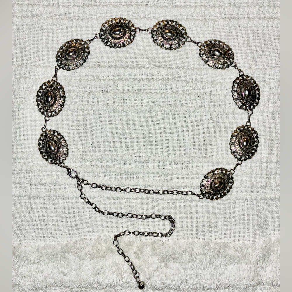 Vintage Silver Western Chain Belt 44in